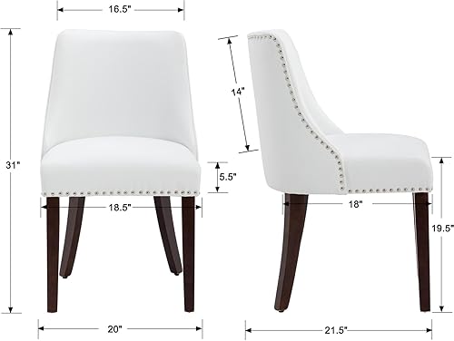 Miniatura 3 de chairus Juego de 2 sillas de comedor modernas de mediados de siglo con patas de madera, cómodas sillas laterales tapizadas de piel sintética para