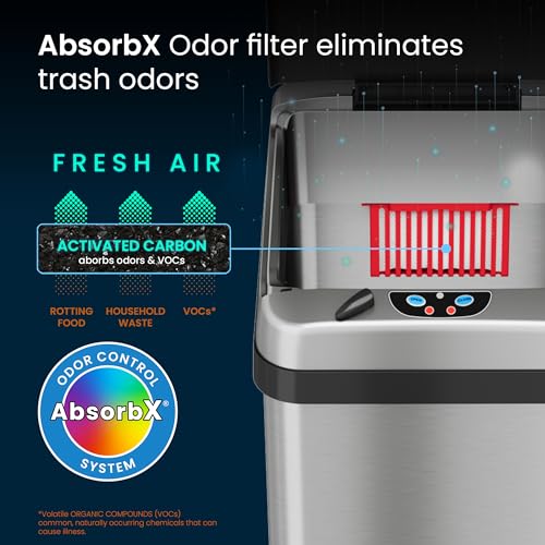 Bote de basura touchless iTouchless 13 gal acero inoxidable miniatura 4
