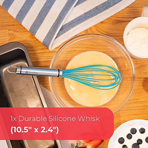 Starpack Basics Silicone Whisks For Cooking - Whisk Silicone Material With High Heat Resistance Of 480°F - Non-Stick Kitchen Whisk For Cooking, Baking & Stirring - Durable Rubber Whisk ((Teal Blue) #TOP3