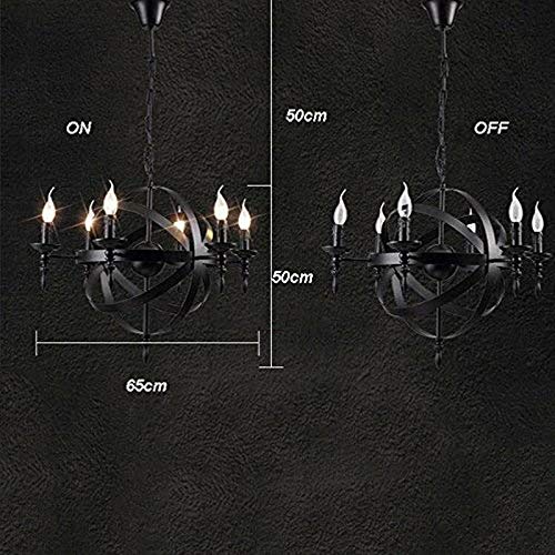 Lustre en fer forgé rustique plafonnier rond à 6 lumières E14 - 5