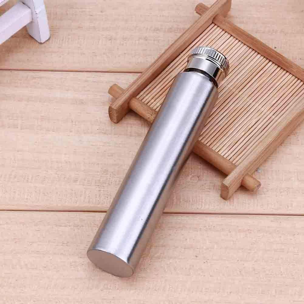 2PCS Mini Stainless Steel Flask, 1oz Portable Cigar Shaped Pocket Drinking Tubular Bottle Stainless Steel Tube Hip Flask