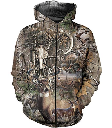 SWAG HIPSTER Hoodie Sweatshirt Deer Hunting Long Sleeve Shirts (S, Zip Hoodie)