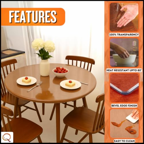 Image of Qlarity Covers 1mm Slim Shield Round Table Cloth Plastic, 34 Inch,Clear PVC