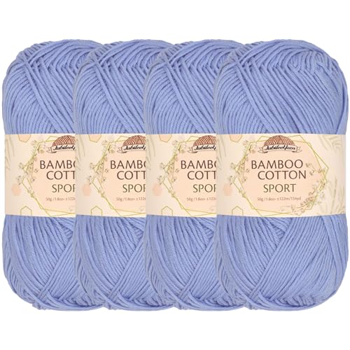 Image of JubileeYarn Bamboo Cotton Sport Yarn - 50g /Skein - Glacier Blue - 4 Skeins