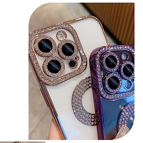 Coque iPhone 11 transparente strass et placage de luxe rose