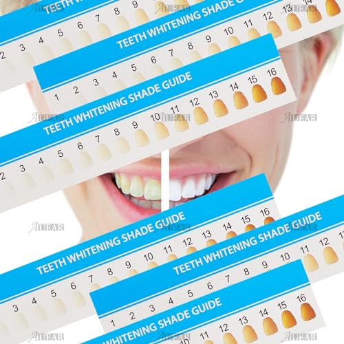 Image of AUEAR, 20 Pack Teeth Shade Guide Whitening Chart Tooth Color Cards White