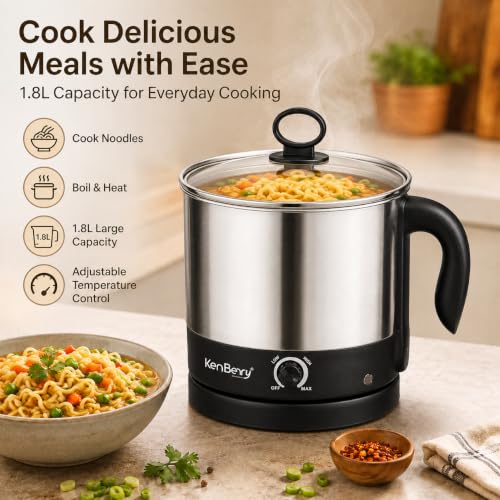 Image of KenBerry Stainless Steel 600 Watts Handy Cook Multi Electric Kettle 1.8 L