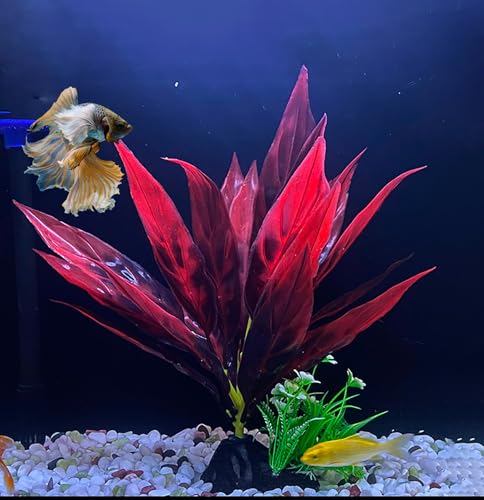 Image of Tall Aquarium Plants Aquarium Silk Plants, Fish Tank Decorations，Betta Fish Tank Accessories，Amphibian Habitat Hideout Goldfish Plant(Red)