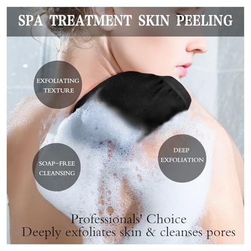 URAQT Peelinghandschuh, 3 Stück Exfoliating Gloves, Peelinghandschuh Körper, Hamam handschuh für Körper und Gesich (Schwarz＋Weiß＋Rosa)
