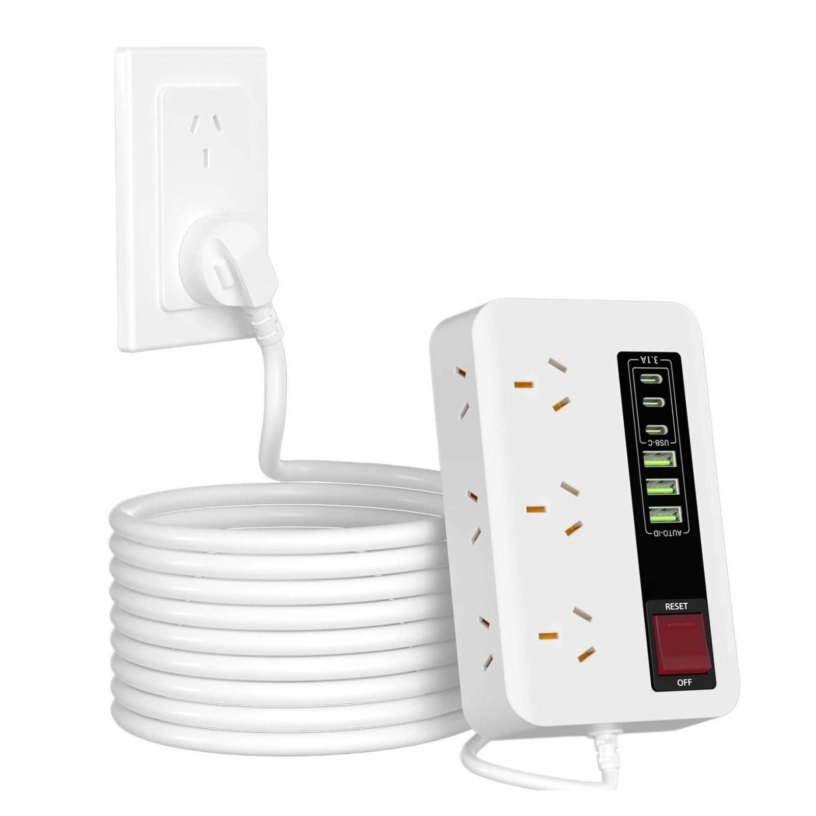 Steckdosenleiste 6/12 Steckdosen 6 USB (3A+3C) Smart Charging(6AC white)