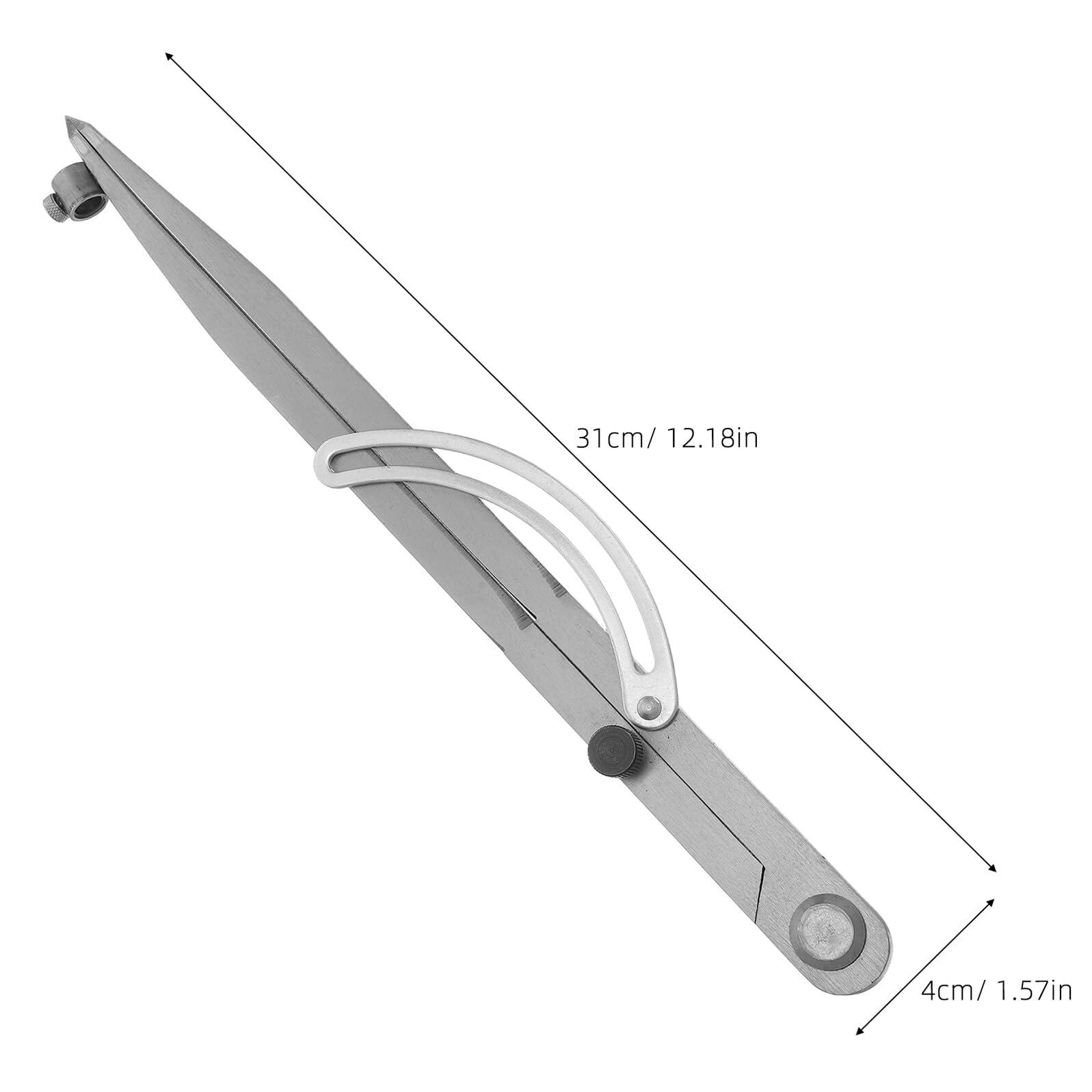 Compasso per Tracciare da Falegname Strumento Geometrico con Portamatite e Divisore ad Alette per Marcare Cerchi Fino di Raggio Compatibile con Matite Standard per Lavorazione