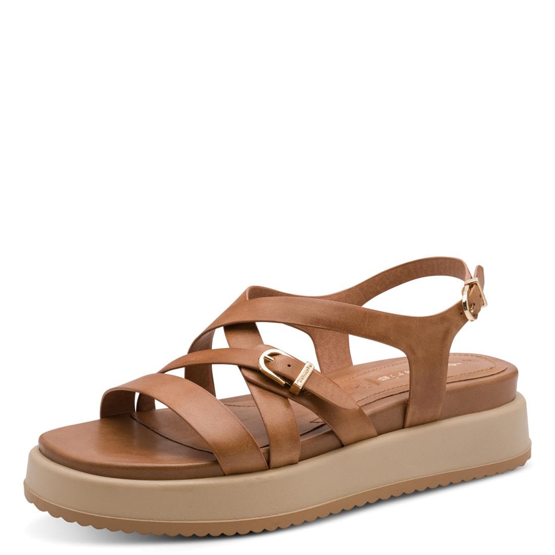 Tamaris Women’s sandal with wedge heel brown 4 UK
