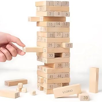 Storio Toys & Games Colorful Tumbling Tower Game for Kids and Adults, Wooden Blocks with Dices Game|Stacking Game Challenging Maths Game | Skill Development and Color Recognition - image, photos