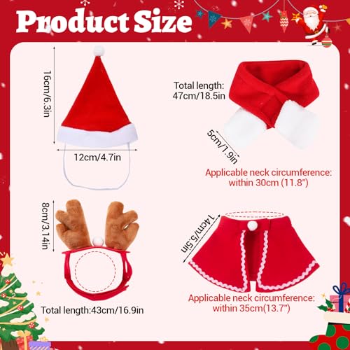 ZUSUZU Weihnachtskostüm Katzen Hunde,Weihnachten Haustier Kleidung,Weihnachten Kleidung Hundekleidung mit Schal, Rot Elch Geweih Katzenbekleidung Weihnachts Outfit Geschenk für Klein Hund Katze