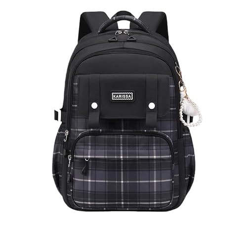 Aufona Niedlicher Rucksack für Schule, Teenager, Mädchen, ästhetischer Laptop-Rucksack, High Middle School, Tagesrucksack, Damen, tägliche Reisetasche, Schwarz, Large, Jk