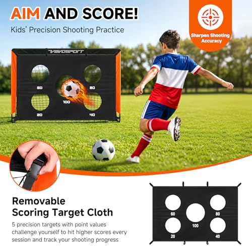 2 Pack Kids Soccer Goals for Backyard Set, 4x3 ft Pop Up Soccer Goal by VAVOSPORT - Image 4