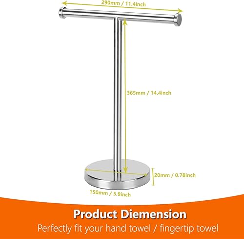 Miniatura 7 de Kalitro Toallero de mano, soporte para toallas de mano de baño con base pesada, acero inoxidable SUS304 níquel cepillado