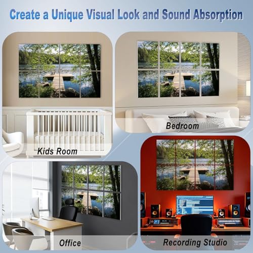 Set de 8 Paneles Acústicos Autoadhesivos JCFANGALLERY Vista Idílica del Lago Día Soleado de Verano Decorativos para Pared Absorbentes de Sonido 48"x32" para Oficina Casa Estudio miniatura 7