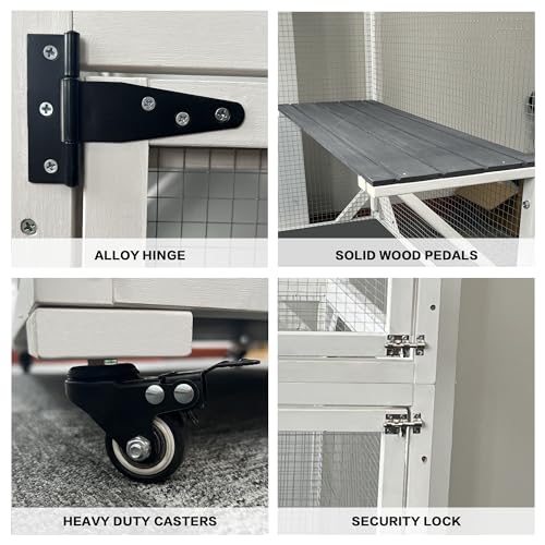 Cat House Catio Outdoor Cat Enclosure, 3-Tier Cat Cage Indoor on Wheels, Waterproof Roof Outdoor Cat Enclosures, 2 Windows & Doors