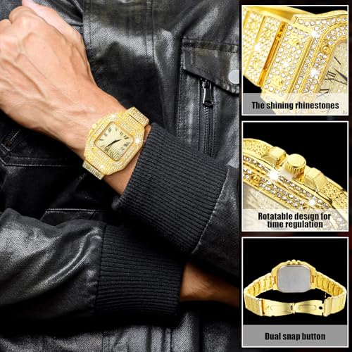 8 Pcs Hip Hop Jewelry Set Dollar Sign Pendant Necklace Bracelet Watch Sunglasses Rings 80s 90s for Men3