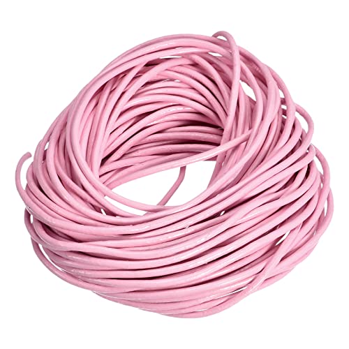 sourcing map 11 Yards Rond Cuir Cordon 2mm Tresse Laçage Ficelle Rose