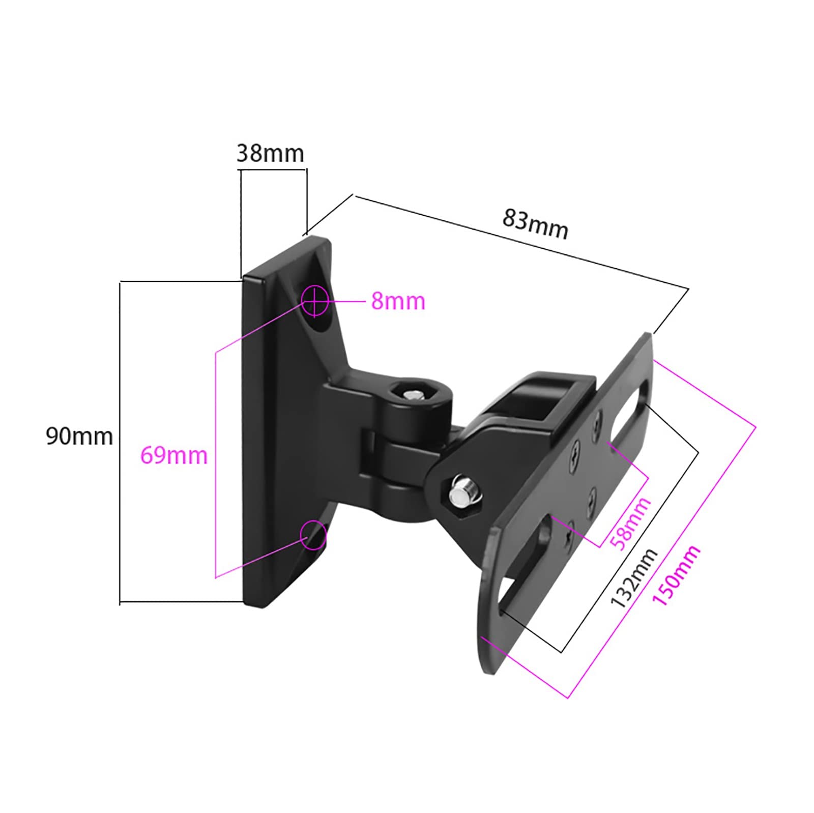 TEmkin Soporte para Altavo,Soporte de Pared para Altavoz, para Sonido Envolvente de Canal y Altavoces satélite, Gira hasta 90º, fácil de Instalar en Interiores y Exteriores