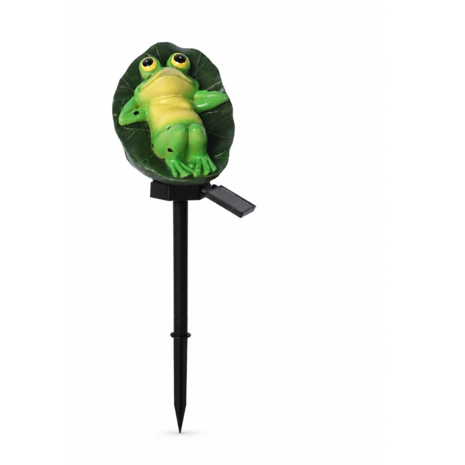 LED Frog Garden Stake Light Warm Yellow Solar Garden Stake Light Outdoor Solar Landscape Ornament Decorative for Lawn, Courtyard, Pathway, Lotus Leaf Frog-image-26