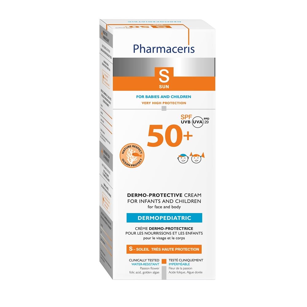 Pharmaceris S Sun Protection Cream For Children SPF 50+, 50 Ml – Lightweight Hydrating Formula With Passion Flower Oil And Folic Acid, Water‑Resistant