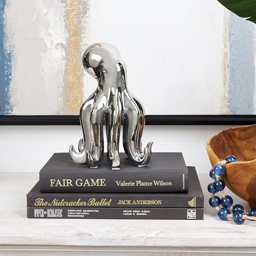 Image of Deco 79 Ceramic Octopus Decorative Sculpture Standing Home Decor Statue, Accent Figurine 6 inch x 6 inch x 8 inch, Silver