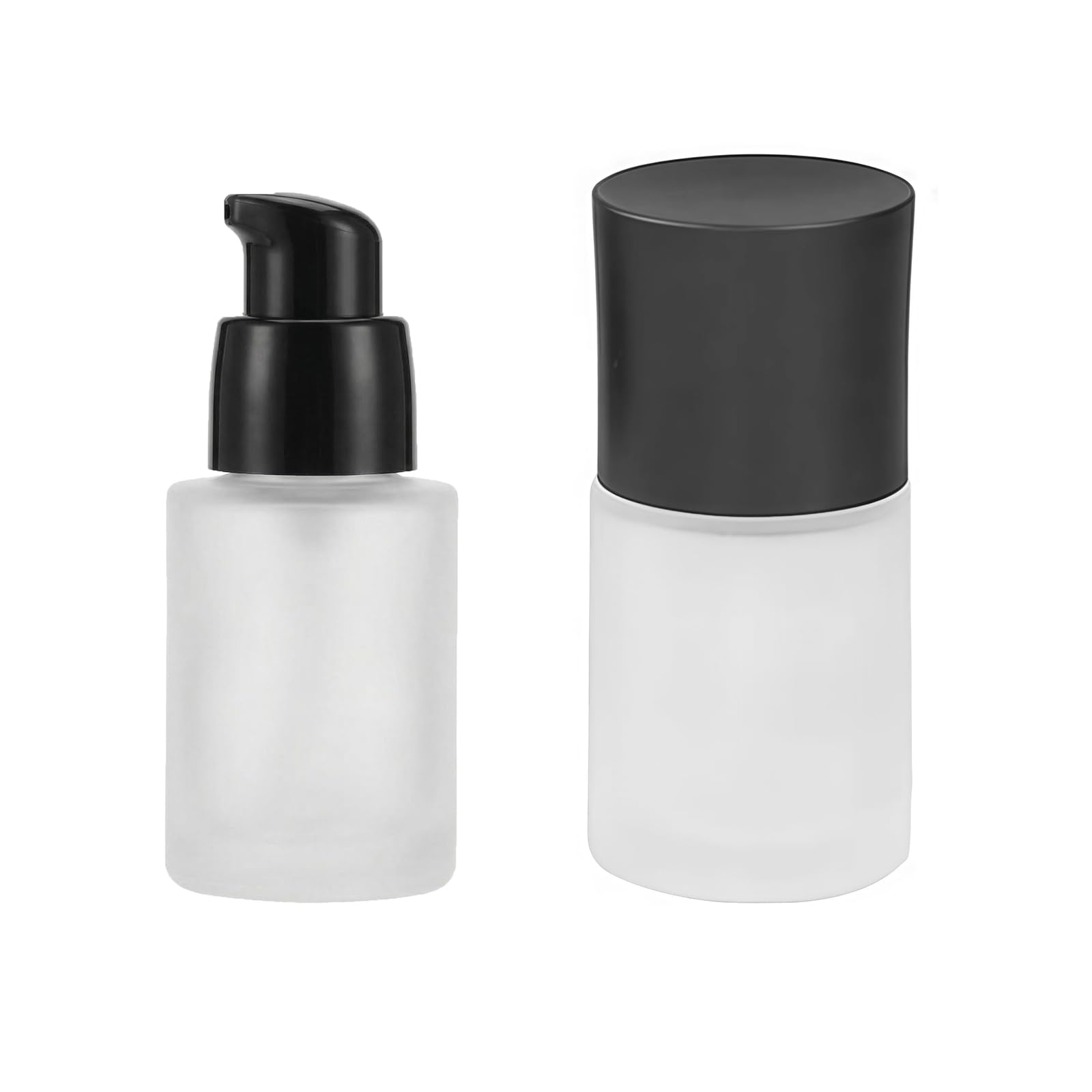 Upstore Translucent 2Pcs 30Ml/1Oz Upscale Empty Frosted Glass Pump Bottle Liquid Foundation Container Dispenser Makeup Cosmetic Storage Vials Jar Pot For Travel Lotion Essential Oil Emulsion Sample Bottle