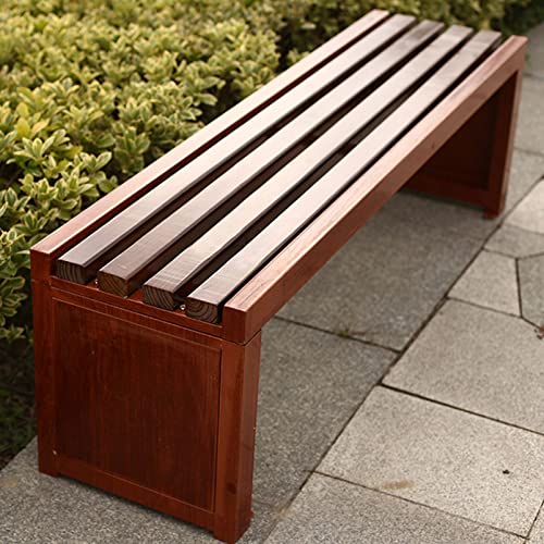 Banc d'extérieur en bois avec cadre acier résistant pour pelouse et terrasse moderne