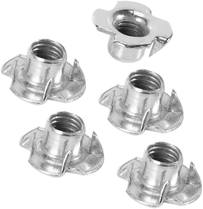 100Pcs M8 Metal Captive T Nuts Pronged Tee Blind Nuts Metric - (Color: Silver)
