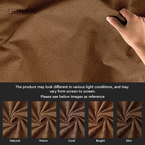 Image of Encasa XO Embossed Velvet Fabric Material by Meter Coffee | Sofa Cloth Material | Unstitched Fabric for Making Cushion Cover, Sofa Cover | 175 GSM | 5 Meters, 500x150 cm