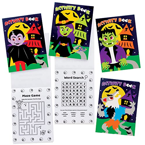 Baker Ross FE776 Mini Libri di Attività di Halloween per Bambini - Confezione da 12, Libri Puzzle per Bambini, Riempitivi per Borse da Festa per Bambini