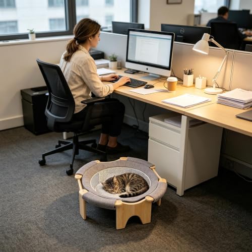 Cama para Gatos de Madera con Soporte Transpirable Antihumedad 3