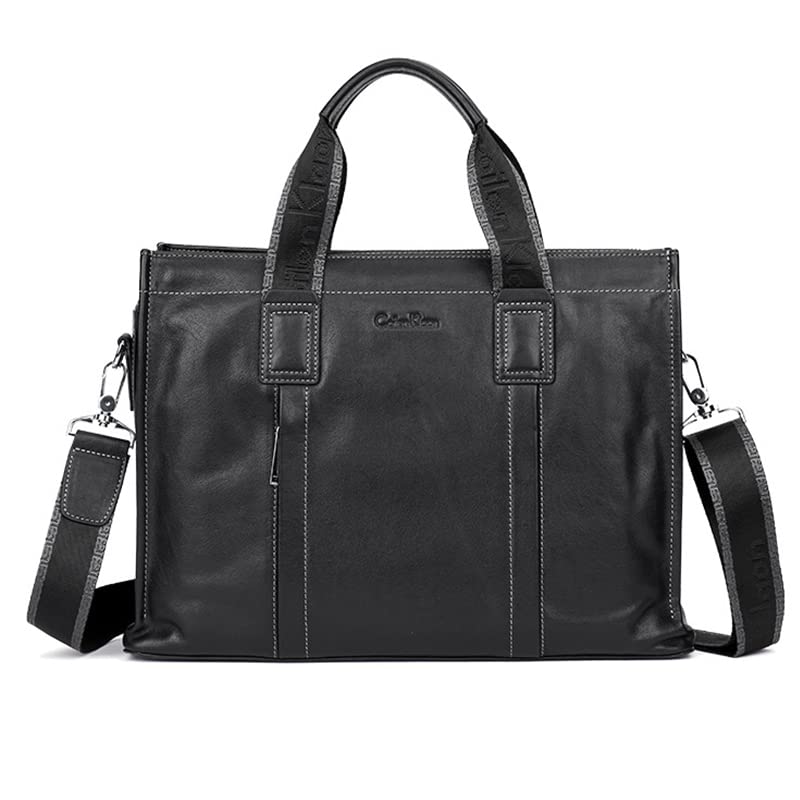 2022 New Genuine Leather Casual business affairs Men Handbag Man Briefcase Business Shoulder Black Classic Crossbody 14 Inch