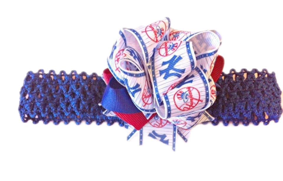 Yankees Baby Girl Boutique Bow Crocheted Headband