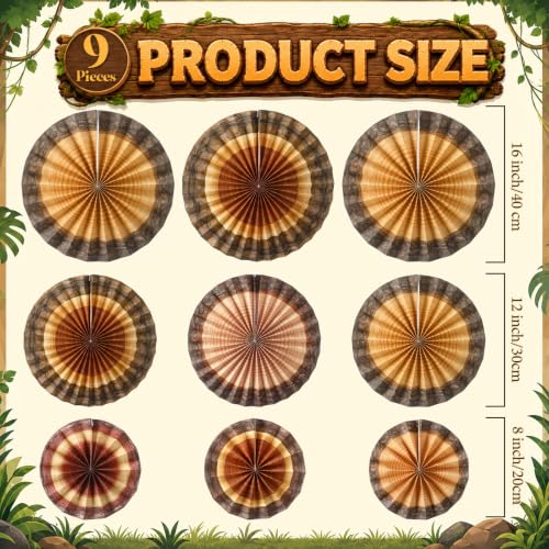 Image of Outus 9 Pcs Enchanted Forest Wood Grain Decorations Tree Ring Paper Fans