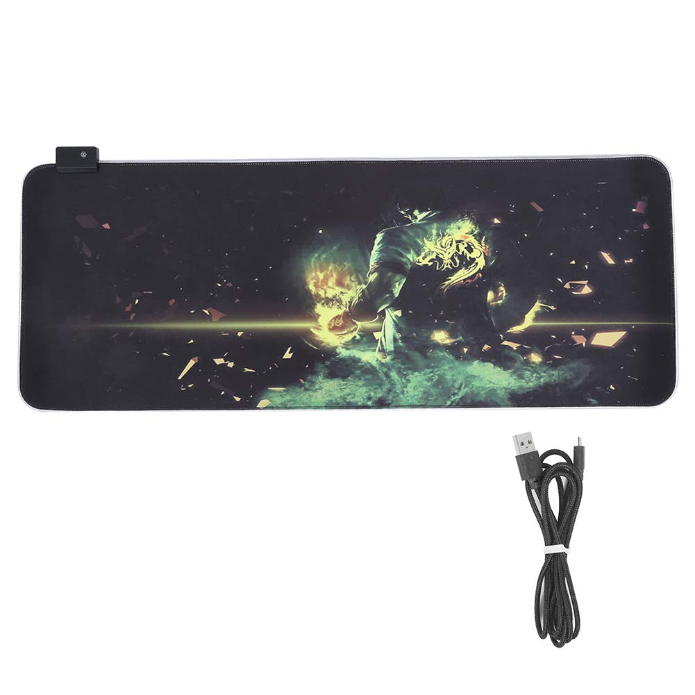 RGB Colorful LED Gaming Mousepad with USB Wired Keyboard Mat for PC Laptop, Luminous RGB Backlit Mousepad for Smooth Navigation