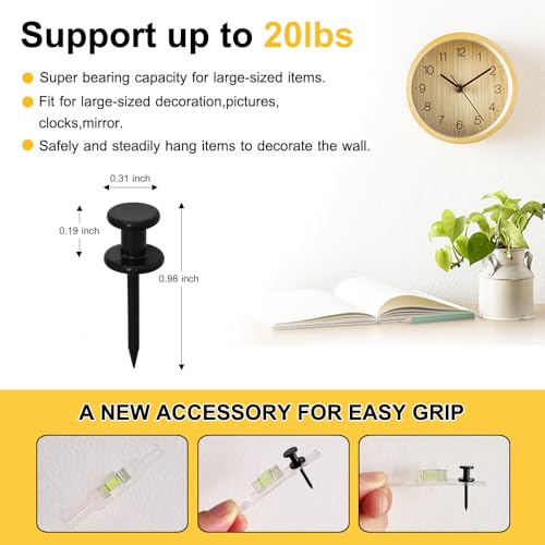 Image of FUZANWJ 50Pcs Double Headed Picture Hanging Nails | Thumb Tacks for Wall Hanging, Renter Friendly Decor, For Drywall or Wooden Wall, Home Office Photo Decorations