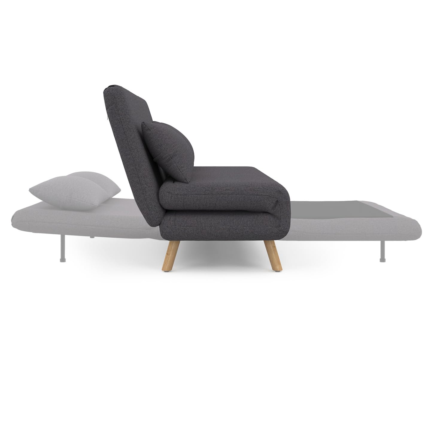 IDMarket - Sofá convertible Romeo cama supletoria 2 plazas 120 x 190 cm Tela Gris Antracita
