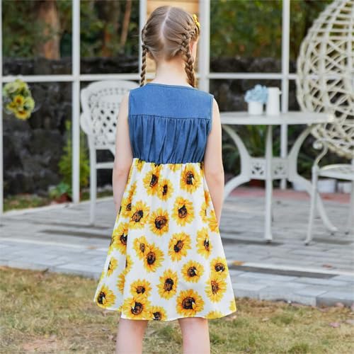 Little Girls Sleeveless Denim Dresses Casual Bowknot One-Piece Princess Sundress Tutu Skirt 2-8 Years4