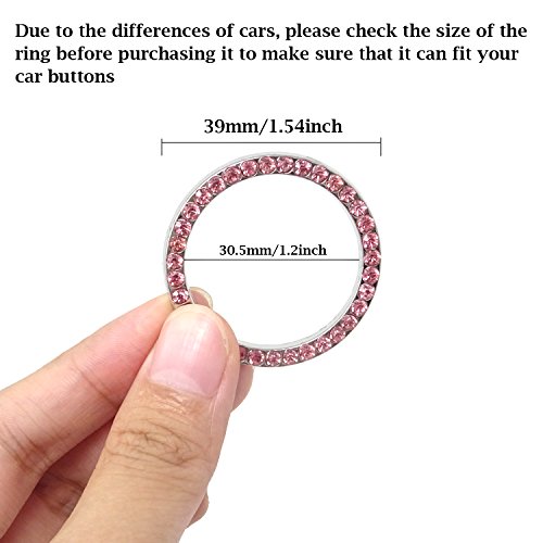 Image of Honbay 3PCS Universal Bling Car Ring Emblem Sticker Rhinestone Push to Start Button Start Engine Ring Decoration Interior Key Ignition Starter Knob Ring