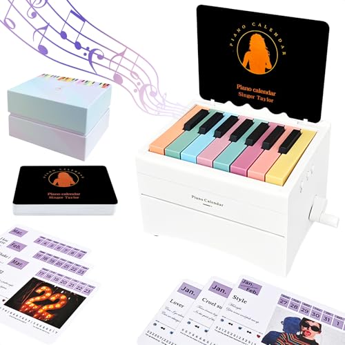 Piano Calendar 2026 Playable Piano Desk Calendar 2026 Swift Mini Piano Calendar with 52 Simplified Music Scores in 27 Cards USB Rechargeable Mini Piano Gifts for Swift Fans Home Decor (White)