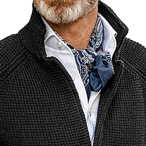 Men's Cardigan Sweater Slim Fit Stand Collar Cardigan Outerwear Casual Knitted Button Down Sweater with Pockets4