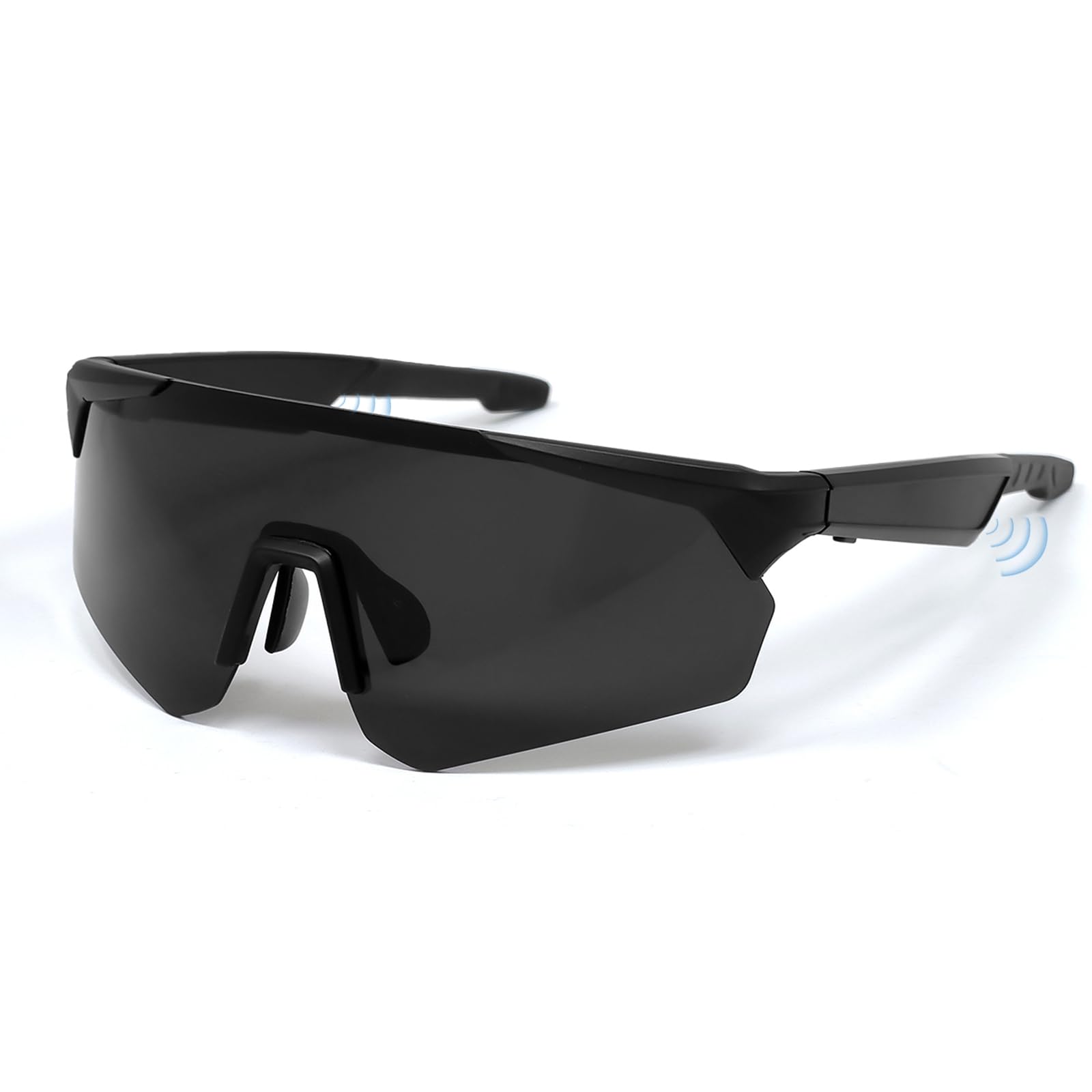 Polarized Bluetooth Sunglasses for Men,Sport Smart Glasses for Women with Open Ear Music Speakers,Built-in Mic,UV Protection Running Baseball Sunglasses, Cycling Glasses(Black)