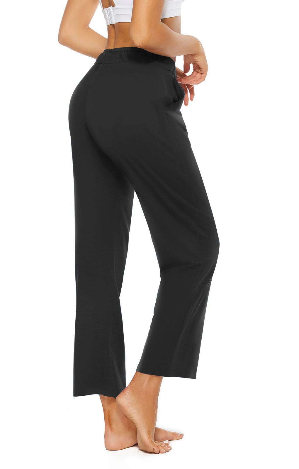BATHRINSWomen's Lounge Trousers, Ladies Straight Leg Trousers with Pockets Drawstring Sports Pants Casual Wear for Yoga Running Joggers