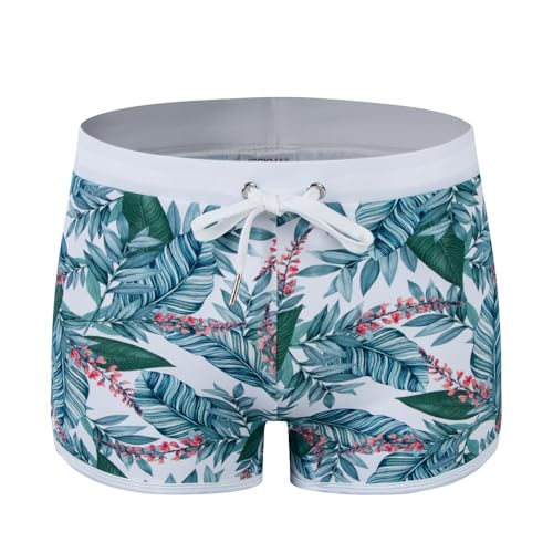 JOCKMAIL Men's Swim Trunk Quick Dry Swimwear Flower Pants for Beach Hotspring Surfing Boxer Brief with Drawstring
