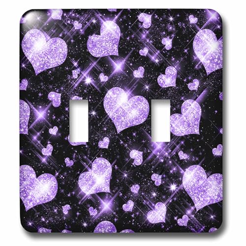 Interruptor doble 3dRose lsp_41086_2 Glitter Hearts Purple para pared 2