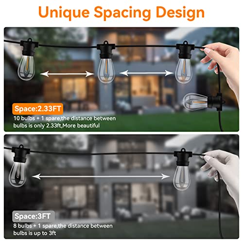 Solibting Outdoor String Lights Patio Lights 24Ft With 10 Led Dimmable Edison Waterproof Shatterproof Bulb And Commercial Grade Weatherproof Strand Heavy-Duty Outside Decorative Cafe, Bistro, Party #TOP2